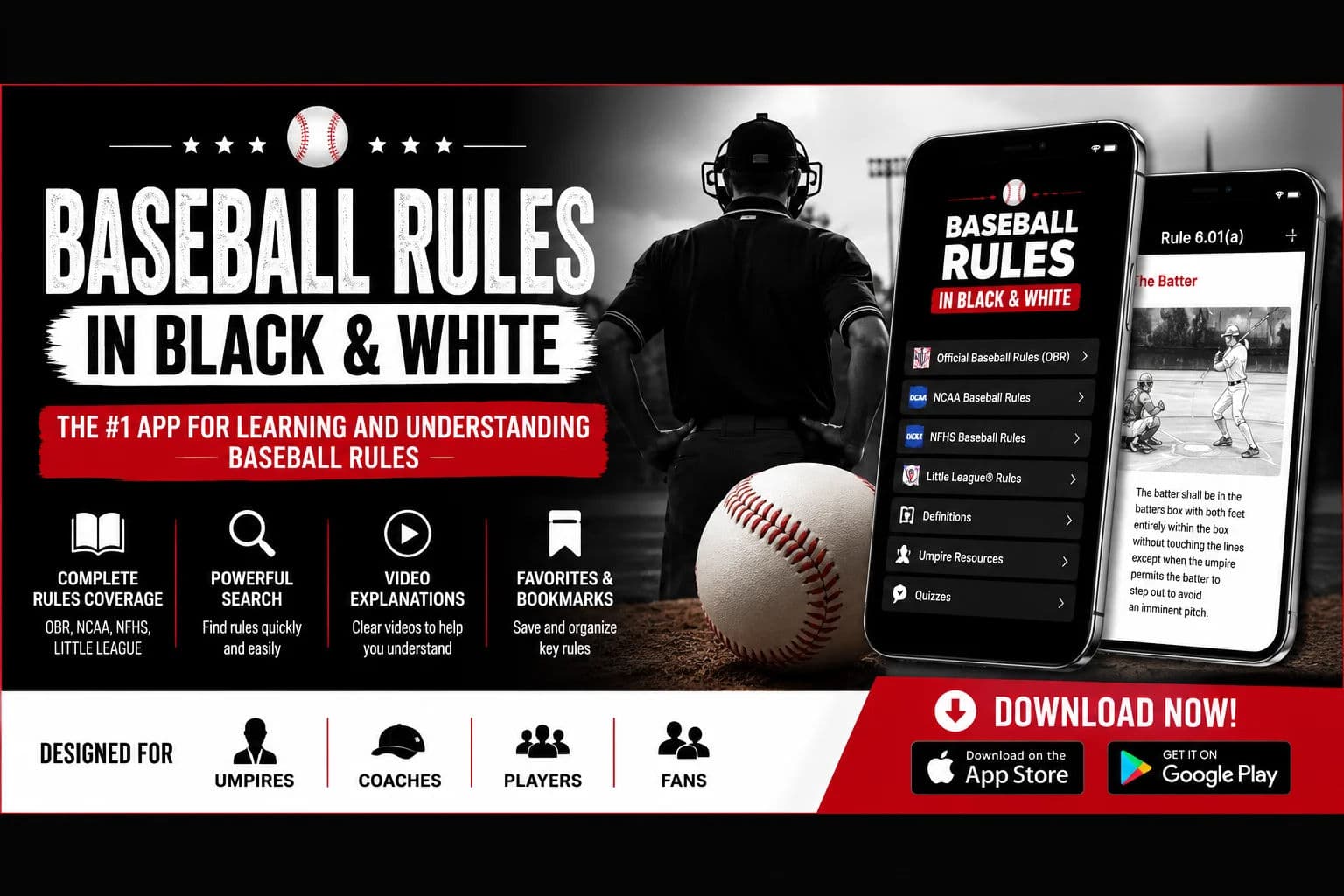 Baseball Rules in Black and White