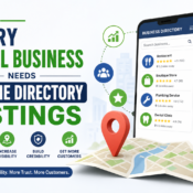 Local business owner managing online directory listings to improve local SEO and business visibility on search engines